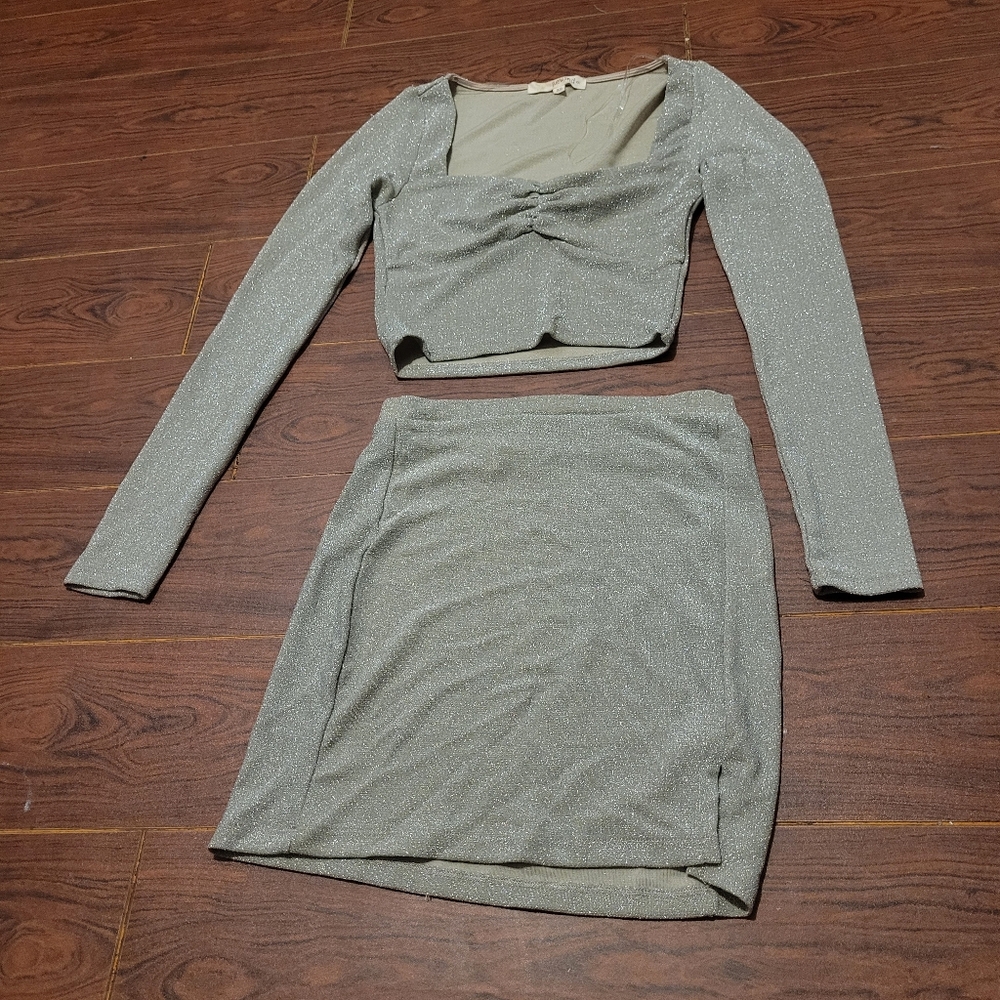 Rewind Silver Mini Skirt Set